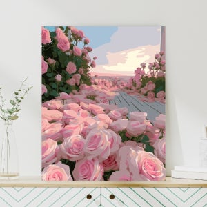 DIY 명화그리기 세트 30x40cm 캔버스 유화 그리기 감성 그림 취미 300x400mm, 로맨틱 로즈웨이