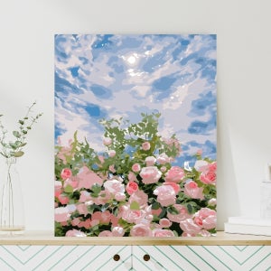 DIY 명화그리기 세트 30x40cm 캔버스 유화 그리기 감성 그림 취미 300x400mm, 핑크 로즈가든