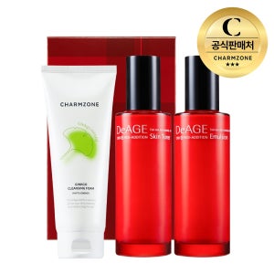 참존 디에이지 레드에디션 듀오 기초세트 3종(스킨+에멀전+징코클렌징폼)+쇼핑백