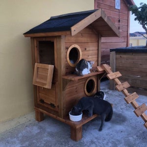 길고양이 집 빌라 야외 캣타워 사계절 초대형 케이지 고양이숨숨집 펫하우스 겨울집 고양이집