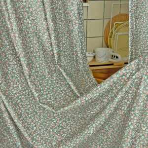 Sage garden 빈티지 그린 플라워 가리개 창문 커튼 커트니