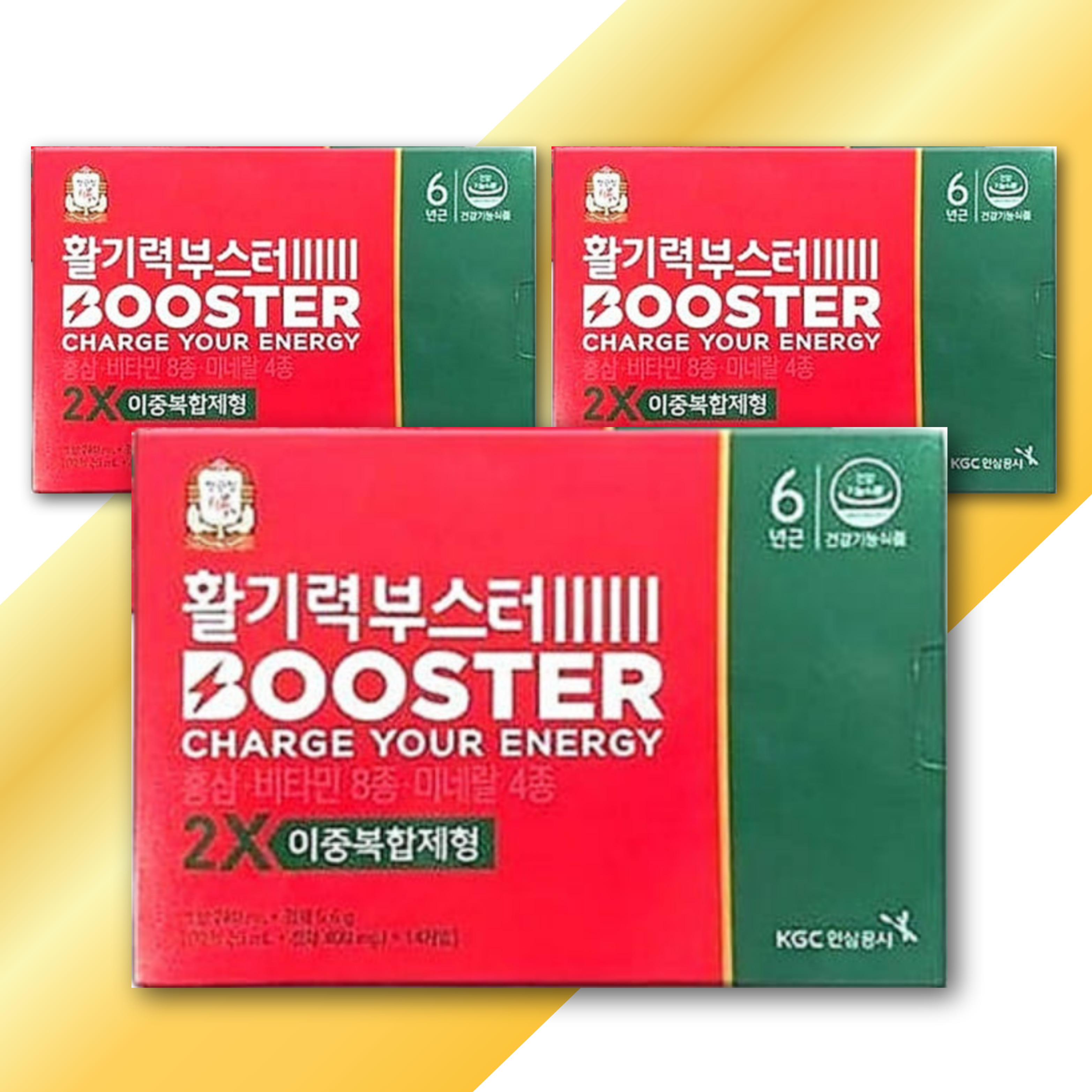 <b>정관장</b> 활기력 부스터 홍삼 멀티비타민 미네랄 에너지충전 3박스