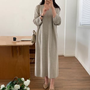 가을 원피스 브이넥 77 88 맥시 하찌 니트 롱 원피스 빅사이즈