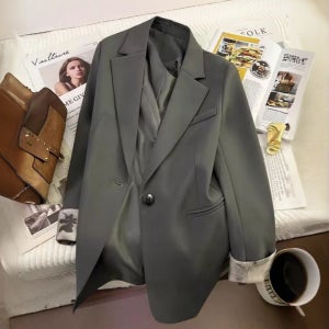 클래식 원버튼 여성 테일러드 정장 자켓 블레이저