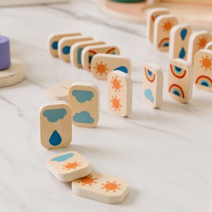 피카비 나무 도미노 원목 도미노 나무 블럭 놀이