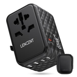 렌센트 PD65W 고속 충전 호주 미국 일본 영국 중국 전세계 해외 여행용 어댑터 블랙