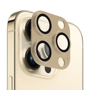 지모 풀커버 메탈 프레임 카메라 렌즈 강화유리 필름 골드, 아이폰13 프로 맥스, 1매입