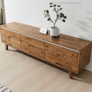 LR넓은 거실용 1800 대형사이즈 고무나무 통원목 와이드 서랍장 TV다이 거실장 30평대