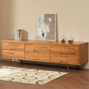 LR넓은 거실용 1800 대형사이즈 참죽 통원목 와이드 서랍장 TV다이 거실장 30평대