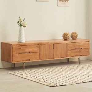 LR넓은 거실용 1800 대형사이즈 참죽 통원목 서랍 선반형 TV다이 수납장 30평대