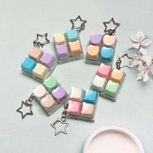 펫더월드 키보드키링 4구 커스텀 청축 별 열쇠고리