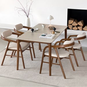 프라하 4인용 원목 포세린 세라믹 식탁세트 식탁+의자4, 1400mm, 양면세라믹