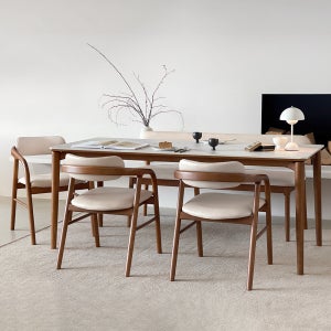 프라하 6인용 원목 포세린 세라믹 식탁세트 식탁+의자3+벤치1, 1800mm, 마블화이트