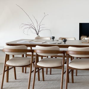 프라하 6인용 원목 포세린 세라믹 식탁세트 식탁+의자6, 1800mm, 양면세라믹