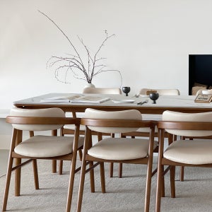 프라하 6인용 원목 포세린 세라믹 식탁세트 식탁+의자6, 1800mm, 마블화이트