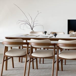 프라하 6인용 원목 포세린 세라믹 식탁세트 식탁+의자6, 1800mm, 퓨어화이트