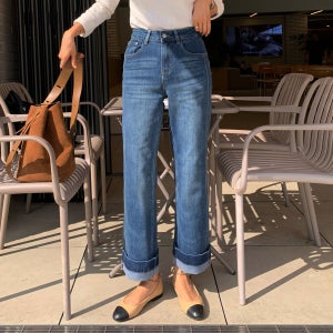 블프할인 어글리 절개워싱 데님 팬츠 스판 밴딩