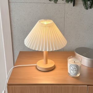도르리 북유럽 감성 LED 무드등 주름갓 스탠드조명 탁상 원목 인테리어