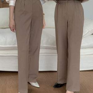 여성 하이웨스트 기모 와이드 슬랙스 숏/롱 핀턱 정장바지 가을 겨울 와이드팬츠 3컬러