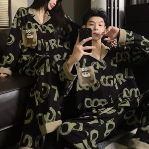 브라운 쵸코비 짱구 커플잠옷 세트 긴팔 긴바지 면혼방 3XL