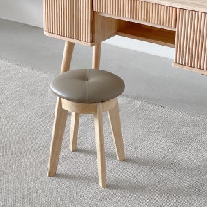 로포텐 빙글빙글 원목 회전 화장대 의자 스툴 내추럴