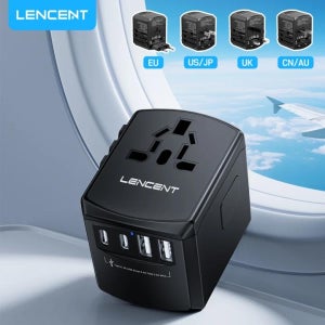 렌센트 전세게 여행용 멀티 어댑터 Type A C G I 플러그 17.5W, 1개