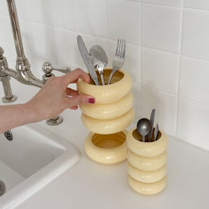 도우넛 세라믹 수저통 물빠짐 수저보관