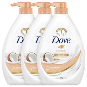 도브 바디워시 대용량 바디클렌져 수딩 코코넛 오트, 1L, 3개