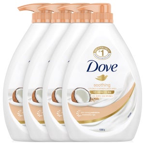 도브 바디워시 대용량 바디클렌져 수딩 코코넛 오트, 1L, 4개