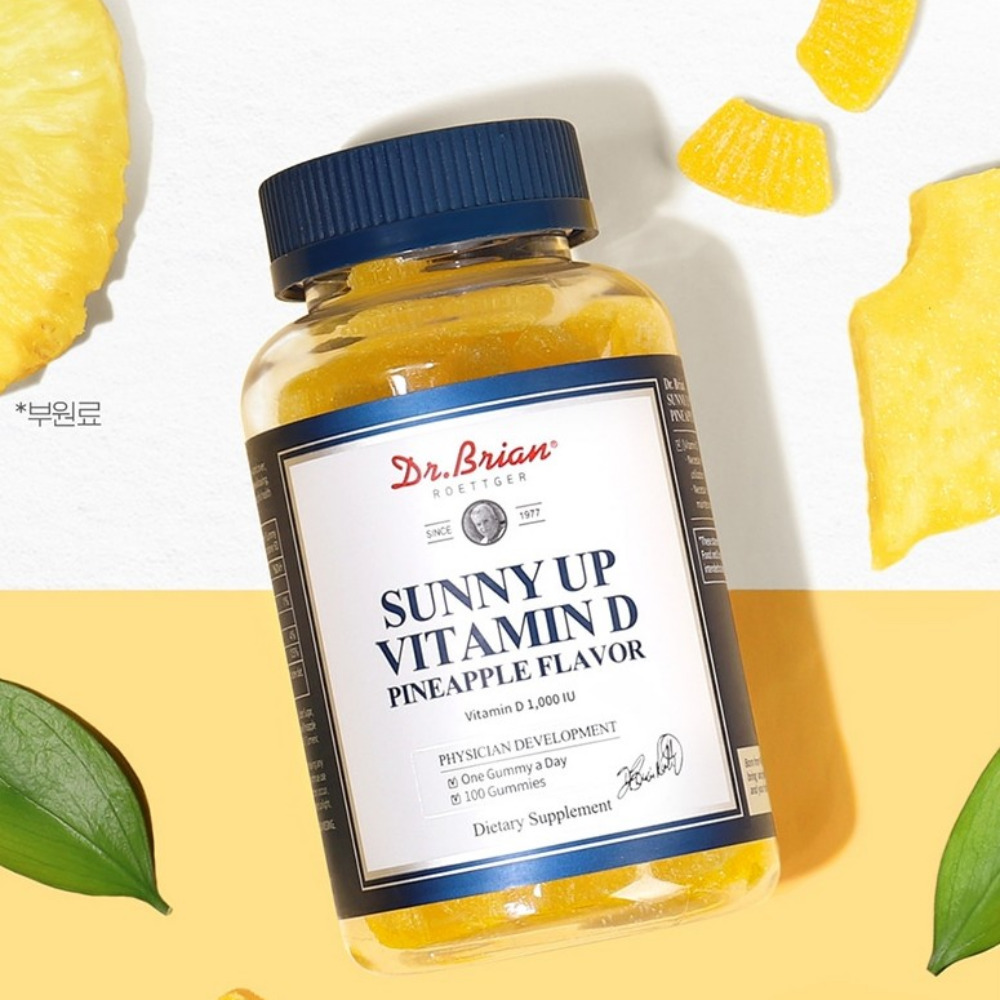 닥터브라이언 써니 업 <b>비타민</b>D 파인애플맛 유기농 키즈 골드 약3개월 100<b>구미</b>, 1개
