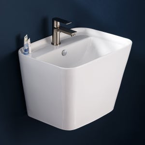 유광 화이트 벽걸이 세면대 일체형 세면기 비반트 VL02