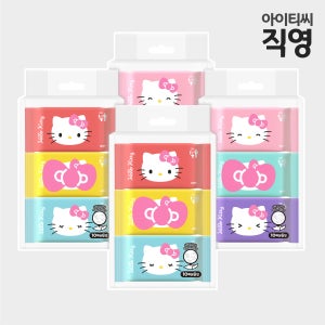 헬로키티 포켓핏 미니 물티슈 휴대용 생분해 물티슈 6입 10매, 4개