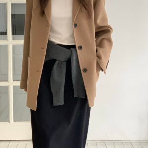 핸드메이드 울 캐시미어 싱글 하프 자켓