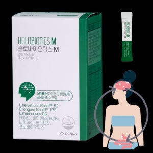 스트레스 긴장완화 장건강 동시에 멘탈케어 홀로바이오틱스 로셀균 R0052 R0175 유산균 테아닌 보조제 30포, 1개