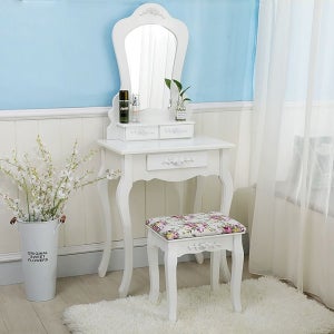 엔틱 화이트 화장대 인테리어 유럽풍 1인용 공주화장대 침실 프렌치 콘솔형