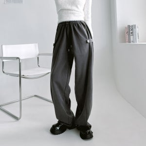 와이드팬츠 사이드 핀턱 빅사이즈 스웨트팬츠 통바지