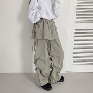 바스락 랩 치마바지 밴딩 레이어드 팬츠 포켓 핀턱 와이드팬츠