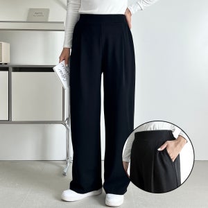 [쫀쫀스판] 하이웨스트 밴딩슬랙스 핀턱 세이와이드팬츠 여자슬랙스