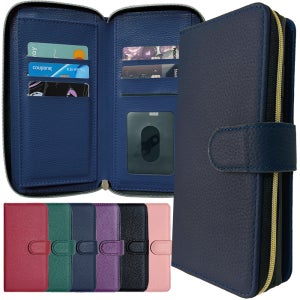 무드 천연소가죽 지갑 케이스 다이어리 지퍼 스트랩 네이비, 갤럭시A71-A퀀텀 공용