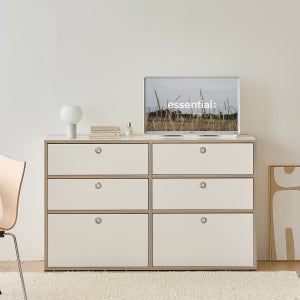 카비 와이드 서랍장 1400 다용도 서랍장 1360x480x836, 3단, 크림버치