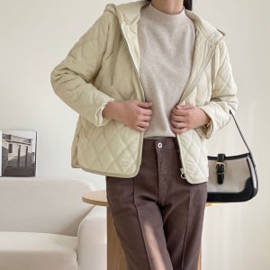 누빔후드점퍼 퀼팅점퍼 여성경량패딩