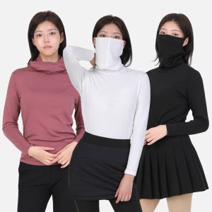 여성 기모 마스크 골프 티셔츠 겨울 골프웨어 여성 이너웨어 (W6WT20)