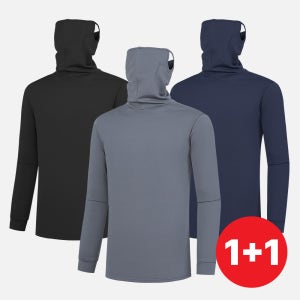 1+1 겨울 작업복 상의 기모 마스크 티셔츠 등산복 스판 작업티 아웃도어(M6OPWT19)