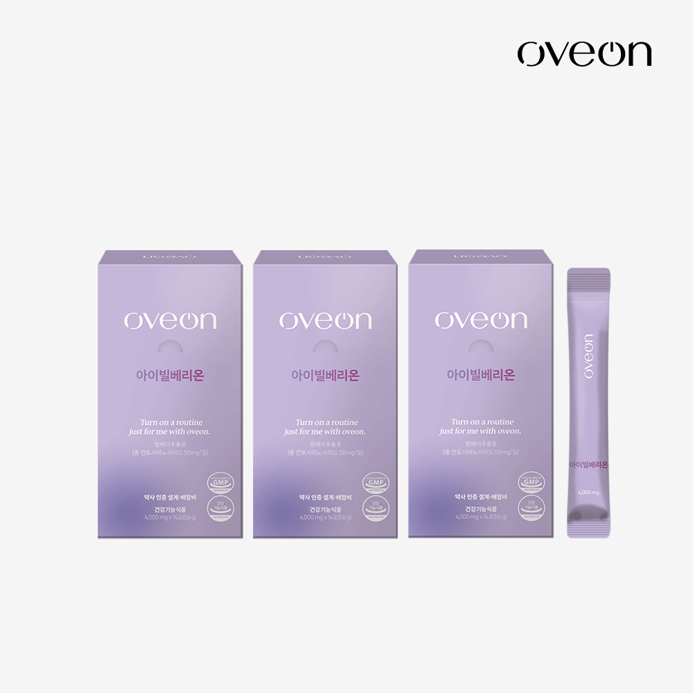 오브온 약사설계&amp;배합 아이빌베리온 <b>안토시아닌</b> 눈 건강 눈 피로 개선 14포, 3개