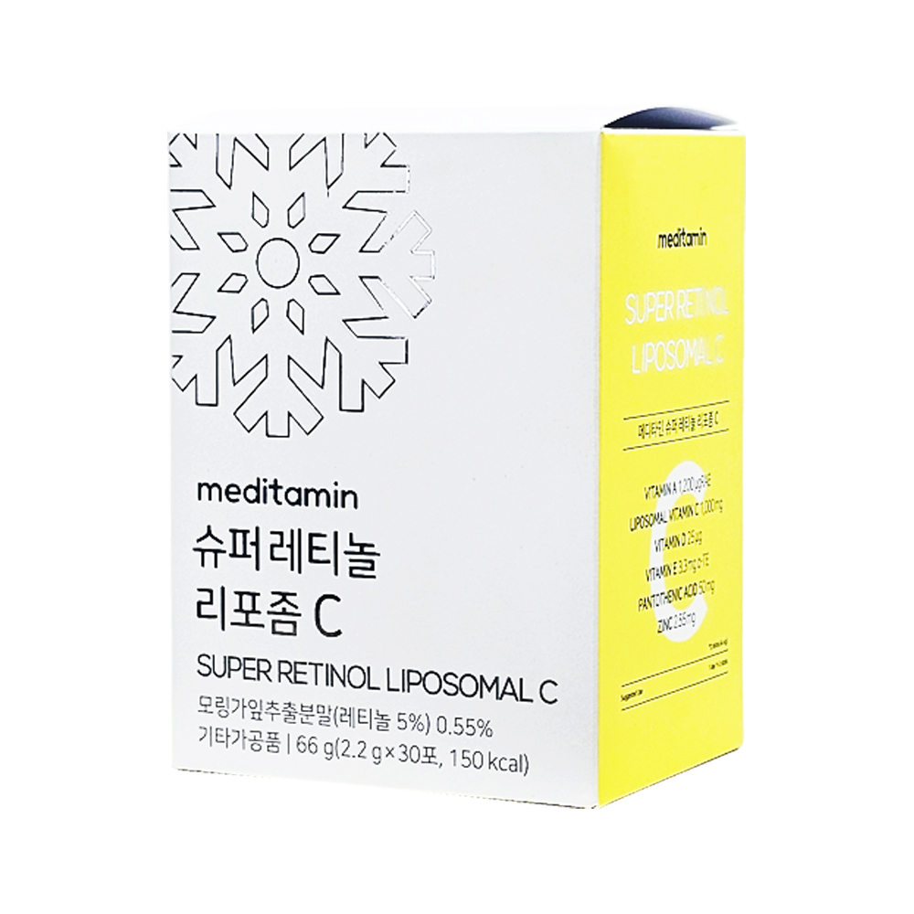 메디타민 슈퍼레티놀 리포좀 C 1<b>박스</b> 30포 퀵멜트 식물성 레티놀 청량<b>레몬</b>맛