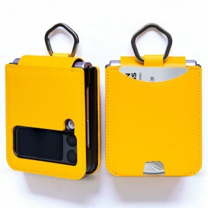 힌지보호 카드 지갑 가죽 케이스 링 선샤인옐로우, 갤럭시Z 플립3