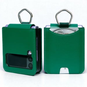 Z플립 힌지보호 카드 지갑 링 가죽 케이스 제트플립 그린, 갤럭시Z 플립3