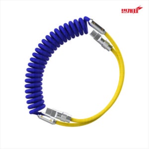 CtoC 스프링 케이블 핸드폰 고속충전 휴대폰 차량용케이블 자동선정리, 블루/옐로우