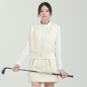 여성골프셋업 쟈가드 베스트 스커트 고급스러운 A라인 절개라인 쟈가드 골프조끼 치마 세트