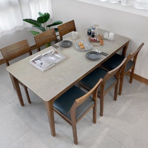 키마 6인용 원목 포세린 세라믹 식탁세트 식탁+의자6, 1800mm, 양면세라믹